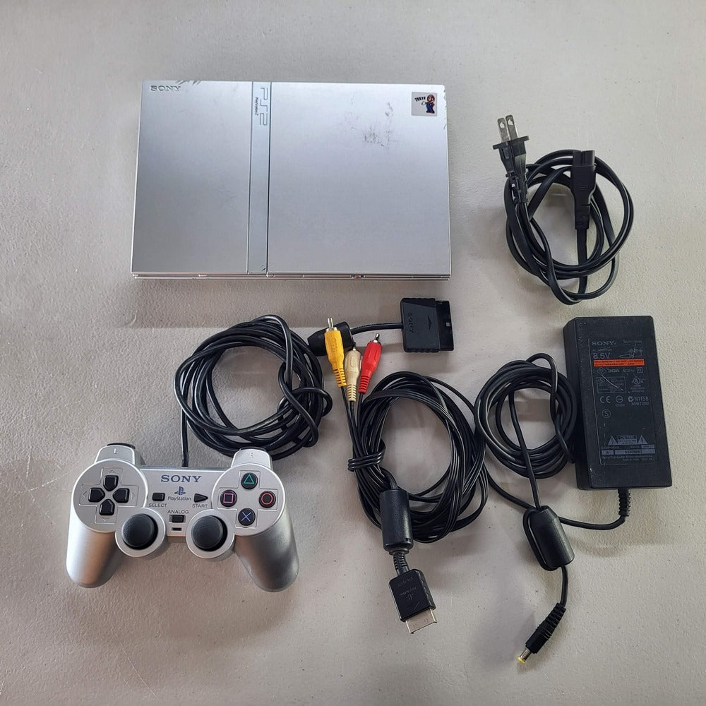 Slim Console Silver System PS2  Playstation 2 (In Box)(Condition-)