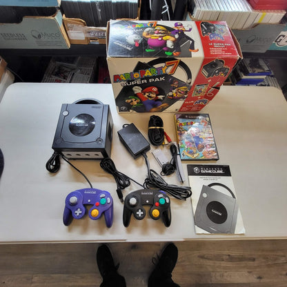 Black GameCube System [Mario Party 7 Bundle] Gamecube (Cib)