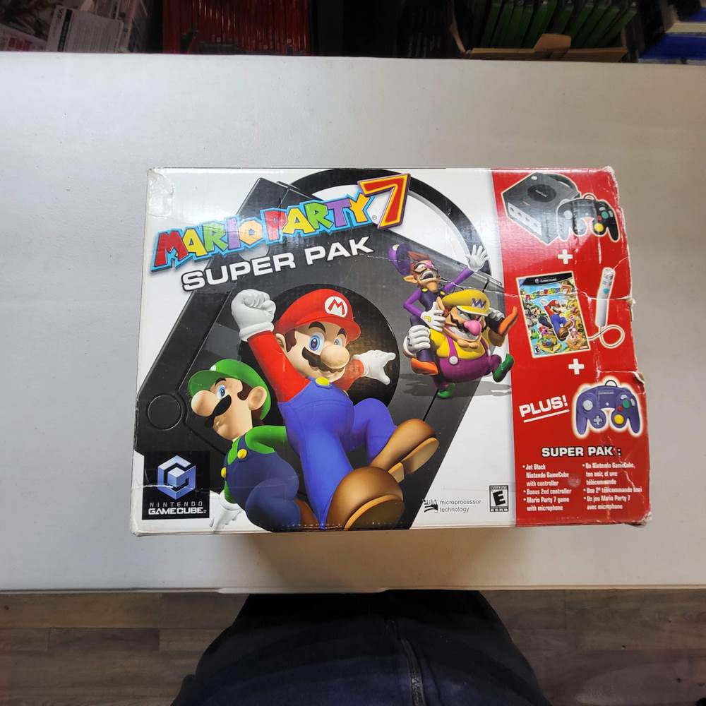 Black GameCube System [Mario Party 7 Bundle] Gamecube (Cib)