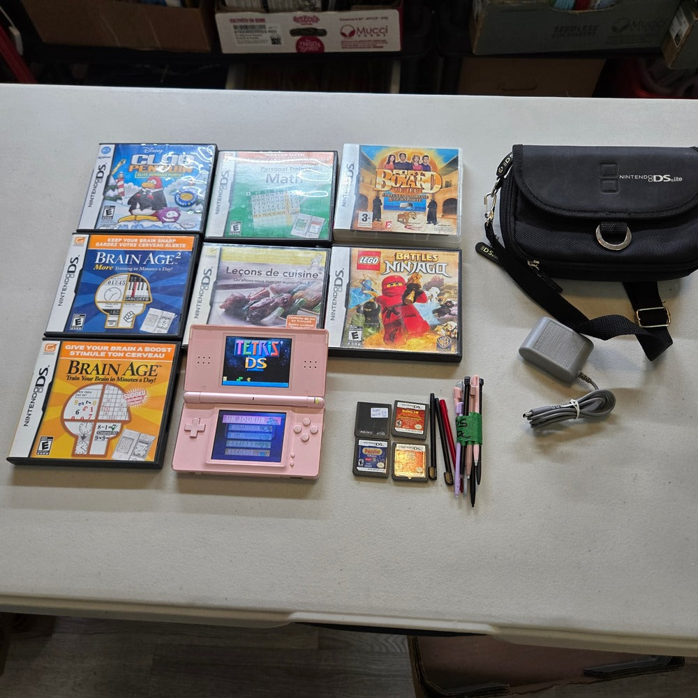 Pink Nintendo DS Lite Console (Condition-) Bundle